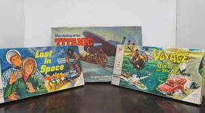 lot 181 image: Lot of 3 Vintage Board Games - Titanic, Lost in Space & Voyage to The Bottom of The Sea