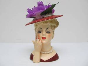 lot 183 image: Vintage 1950s era Lady Head Vase #1
