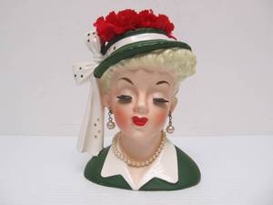 lot 184 image: Vintage 1950s era Lady Head Vase #2