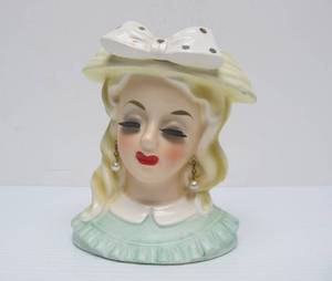 lot 186 image: Vintage 1950s era Lady Head Vase #4