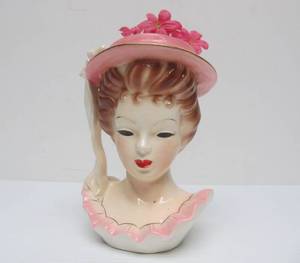 lot 187 image: Vintage 1950s era Lady Head Vase #5