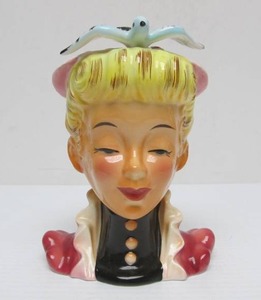 lot 189 image: Vintage 1950s era Lady Head Vase #7