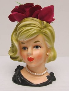 lot 191 image: Vintage 1950s era Lady Head Vase #9
