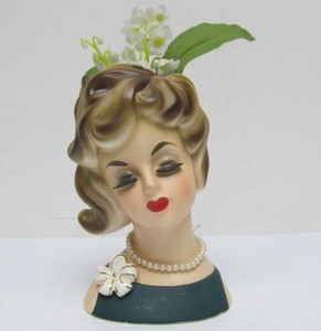 lot 192 image: Vintage 1950s era Lady Head Vase #10