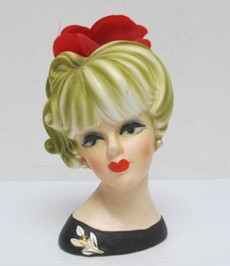 lot 195 image: Vintage 1950s era Lady Head Vase #13