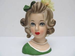 lot 196 image: Vintage 1950s era Lady Head Vase #14