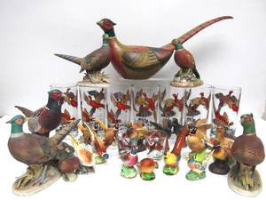 lot 202 image: Large PHEASANT Collection - Figurines Glasses etc