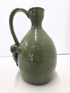 lot 326 image: Large Vintage Green Neoclassical Pottery Jug wHandle