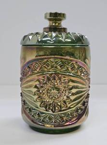 lot 359 image: Vintage IMPERIAL Carnival Glass Jar wLid