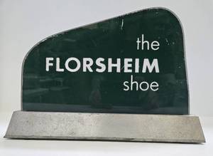 lot 368 image: Vintage Mid Century Shoe Store FLORSHEIM Shoes Advertising display Sign