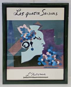 lot 373 image: Framed Vintage The Four Seasons by Yves Saint Laurent Advertising Offset Lithograph Poster