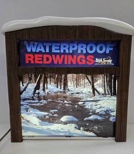 lot 381 image: Very Cool Vintage Shoe Store Lighted Advertising Sign - Waterproof RED WING Irish Setter Boots