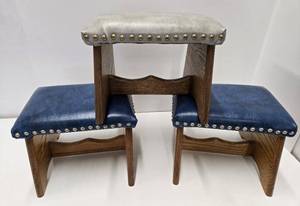 lot 393 image: Lot of 3 Great Condition Studded Footstools