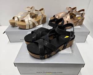 lot 403 image: 3 Pairs of Brand New Ladies Wedge Sandals - Size 7