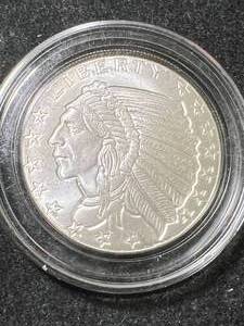 lot 36 image: 1 TROY OZ .999 FINE SILVER INDIAN ROUND IN AIRTITE