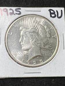 lot 41 image: 1925 US PEACE SILVER DOLLAR BU