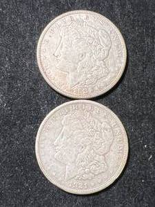 lot 48 image: 2 US 1921-S MORGAN SILVER DOLLARS