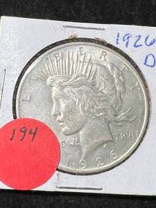 lot 66 image: 1926-D US PEACE SILVER DOLLAR