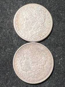 lot 73 image: 2 US 1897 MORGAN SILVER DOLLARS