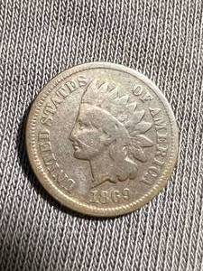 lot 74 image: 1869 US INDIAN HEAD CENT VG