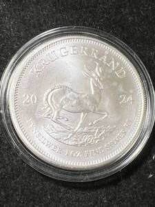 lot 80 image: 2024 SOUTH AFRICAN KRUGERRAND 1 TROY OZ .999 FINE SILVER IN AIRTITE