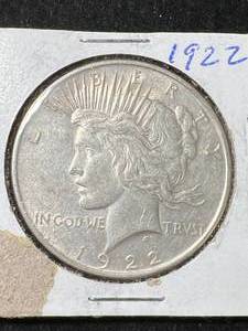 lot 88 image: 1922 US PEACE SILVER DOLLAR