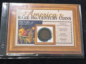 lot 92 image: 1865 US 2 CENT PIECE IN INFO. CASE