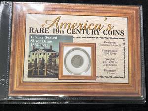lot 93 image: 1853 US SEATED LIBERTY DIME IN INFO. CASE