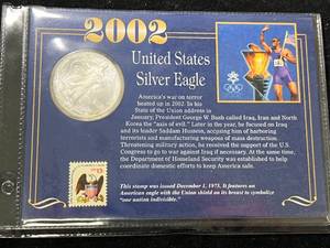 lot 95 image: 2002 AMERICAN SILVER EAGLE IN INFO. CASE