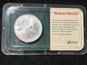 lot 96 image: 1 TROY OZ .999 FINE SILVER MEXICO LIBERTAD IN CASE