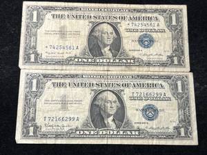 lot 101 image: 1957A (STAR NOTE) 1957B US BLUE SEAL $1 SILVER CERTIFICATES