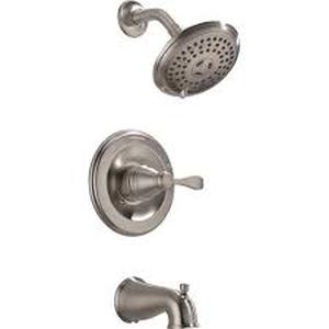 lot 10 image: Delta Porter Rough-in Valve Included Single-Handle 3-Spray Shower Faucet 1.75 GPM in Brushed Nickel Customer Returns See Pictures