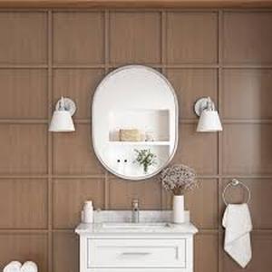 lot 21 image: Home Decorators Collection Emmeline 24 in. W x 32 in. H Oval Framed Wall Mount Bathroom Vanity Mirror in Chrome Customer Returns See Pictures