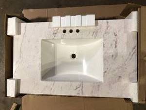 lot 6 image: Home Decorators Collection 37 in. W x 22 in. D Engineered Stone Composite White Rectangular Single Sink Vanity Top in Lunar   Customer Returns See Pictures