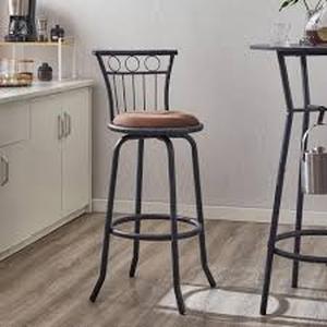 lot 15 image: Tileon 3 Bar Table and Chairs Set for Dining Room Industrial Counter Height Bar Chairs with Metal Back in Antique brown  Customer Returns See Pictures