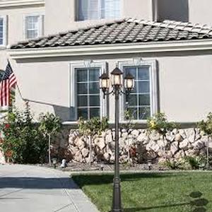 Hukoro 85.5 in. 3-Light Matte Black Metal Hardwired Waterproof Post Light Set with No Bulbs Included Customer Returns See Pictures