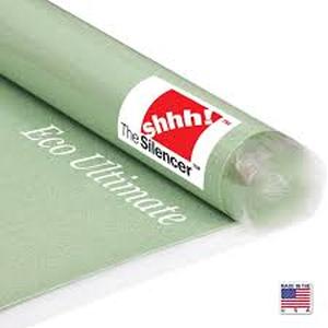 lot 20 image: shhh The Silencer 100 sq. ft. 3 Ft. x 33.3 ft. x 2mm Premium Sound and Moisture Barrier for Hardwood, Eng Wood, Laminate, Attached Pad Customer Returns See Pictures