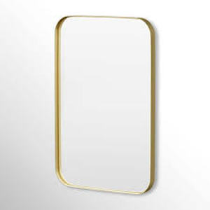 lot 36 image: Hausvita 20 in. W x 30 in. H Rectangular Framed Tempered Glass Wall-Mounted Bathroom Vanity Mirror in Gold Customer Returns See Pictures