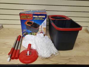 lot 45 image: Twirl N Swirl Mop- Dual bucket microfiber spin mop system