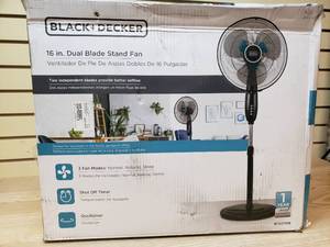 lot 55 image: Black  Decker 16in. Dual Blade Stand Fan