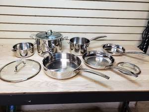 lot 62 image: 11 piece stainless steel pot and pan set