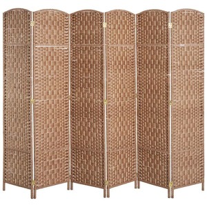 lot 703 image: HOMCOM 6 ft. Tall Wicker Weave 6 Panel Room Divider Privacy Screen - Natural Lot of 2