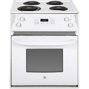 lot 557 image: GE 27 in. 4 Burner Element Drop-In Electric Range with Self-Cleaning Oven in White