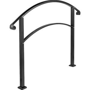 lot 581 image: set of 2--1-5 Step Outdoor Handrail, 41.7 in. x 60 in. Black Wrought Iron Stair Railing, Stair Railing Kit, Adjustable Porch