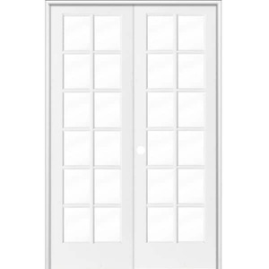 Krosswood Doors 60 in. x 96 in. Craftsman Shaker 12-Lite Right Handed MDF Solid Core Double Prehung French Door