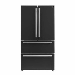 lot 594 image: used-Forno Espresso Moena 36 in. French Door Refrigerator in Black, 19.2 Cu.ft