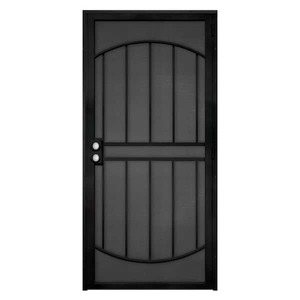 lot 643 image: Unique Home Designs 32 in. x 80 in. Arcada Black Surface Mount Outswing Steel Security Door with Expanded Metal Screen