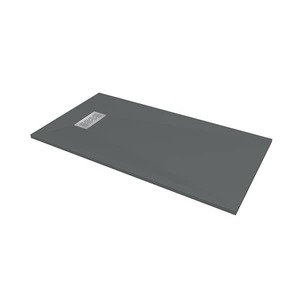 lot 722 image: CASTICO 32 in. W x 60 in. L x 1.125 in. H Alcove Solid Composite Stone Shower Pan Base with LR Drain in Graphite Sand