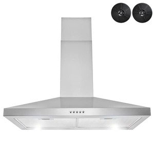 lot 724 image: Golden Vantage 30 in. 217 CFM Convertible Kitchen Wall Mount Range Hood in Stainless Steel with Push Control, LEDs and Carbon Filters