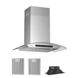 lot 725 image: VIKIO 30 in. 900CFM Ducted Wall Mount Range Hood in Stainless Steel with GestureTouch Control Removable LED in Lower Nosie